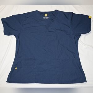 Ladies WonderWink navy scrub top style 6016, Large